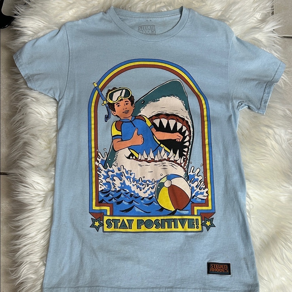 Stay Positive Graphic Tee - Light Blue